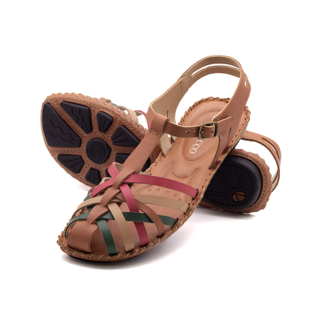 Sandália Rasteira Jade em Couro Bison Rust - 12382BR