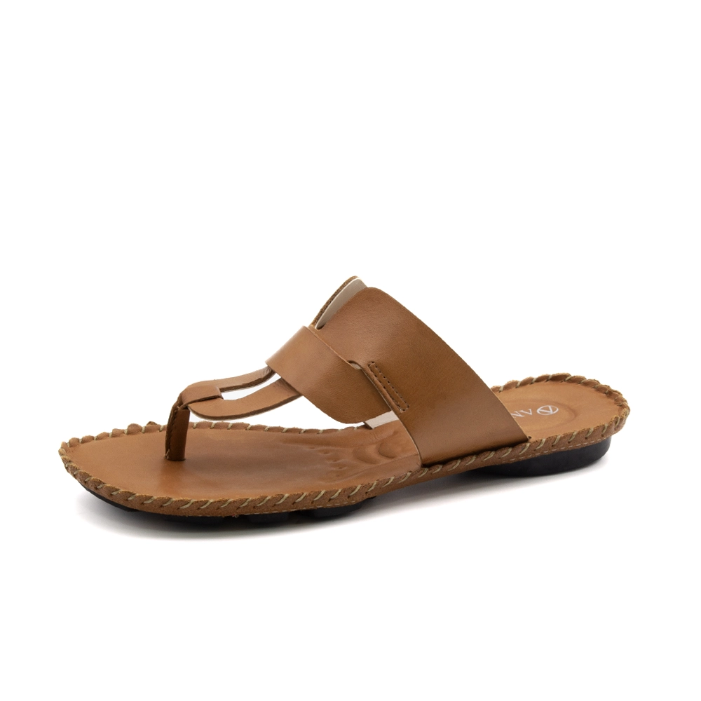 Sandália Rasteira Jade em Couro Bravvo Tan - 12410BTA