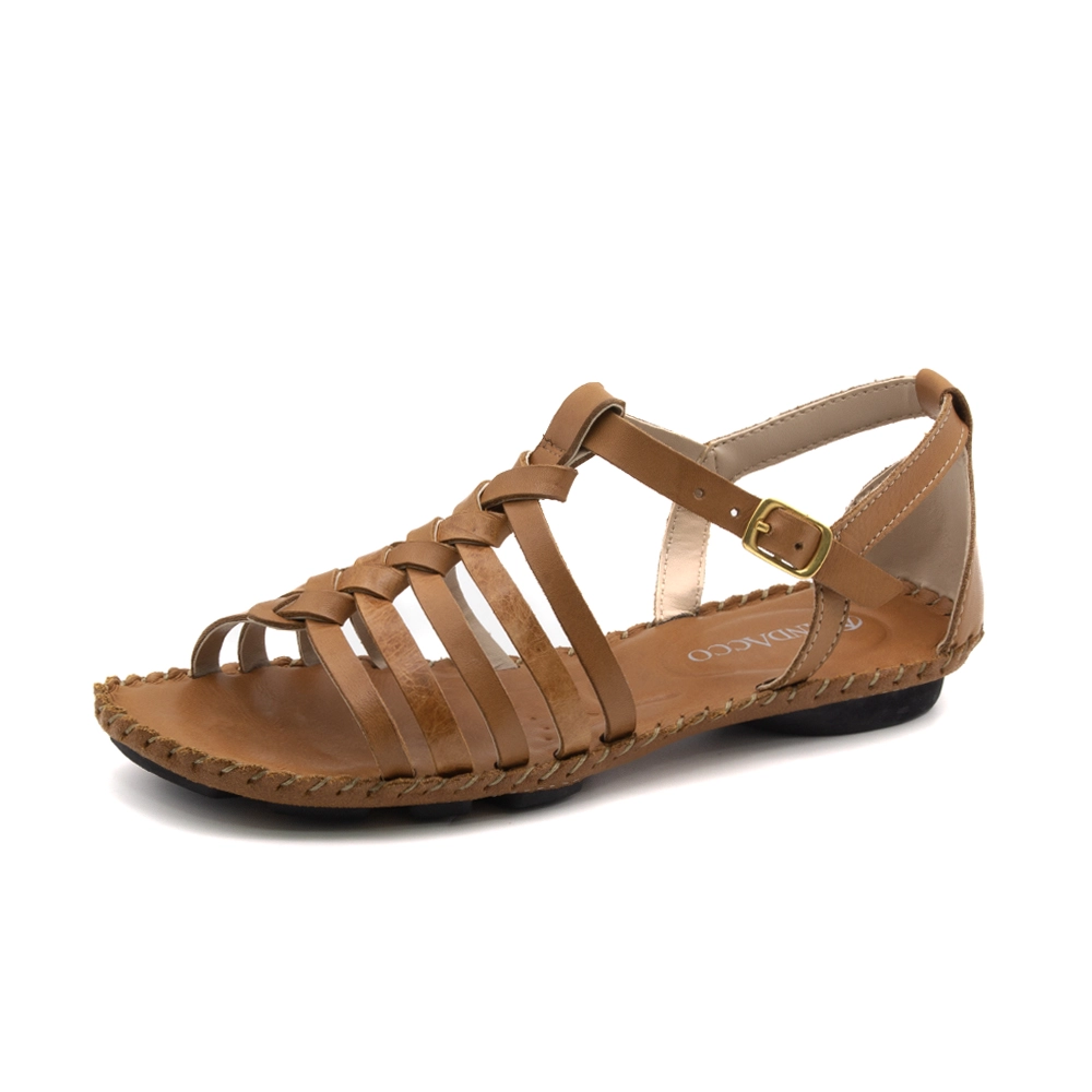 Sandália Rasteira Jade em Couro Bravvo Tan - 12411BT