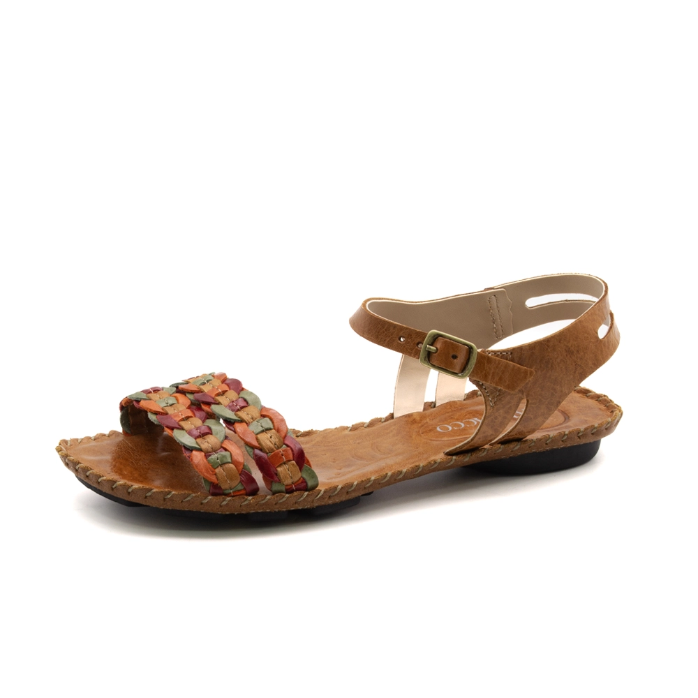 Sandália Rasteira Jade em Couro Crush Caramelo - 12401CC