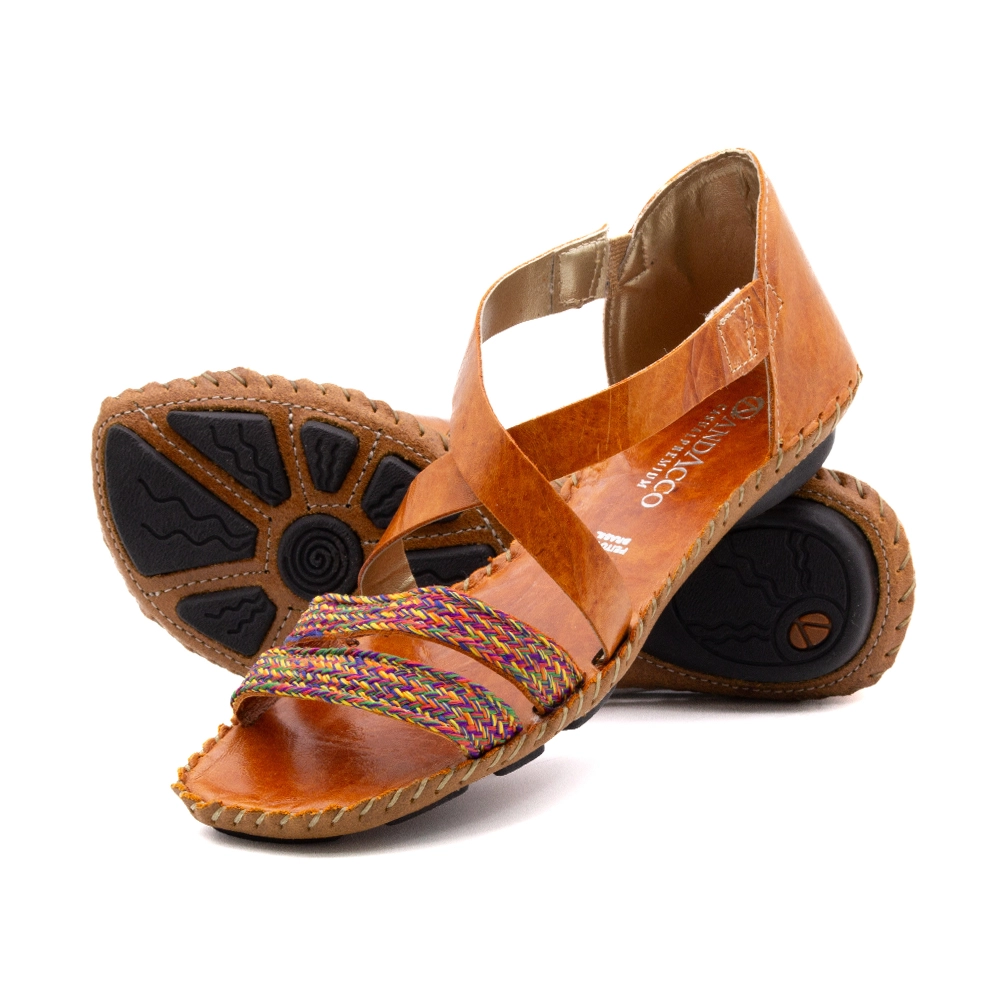 Sandália Rasteira Jade em Couro Crush Mango - 12346CM