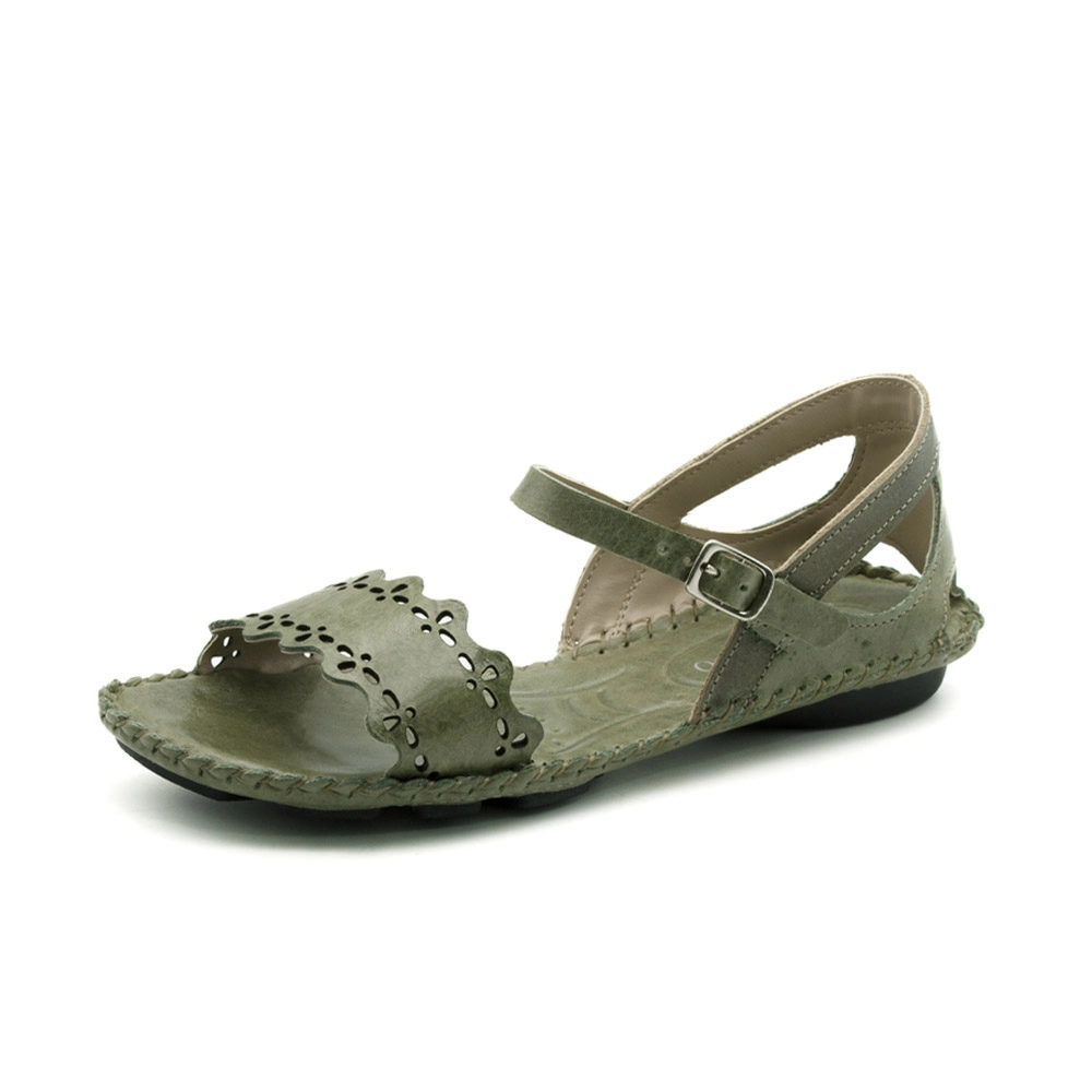 Sandália Rasteira Jade em Couro Crush Mist - 12397CM Sandália Rasteira Jade em Couro Crush Mist - 12397CM