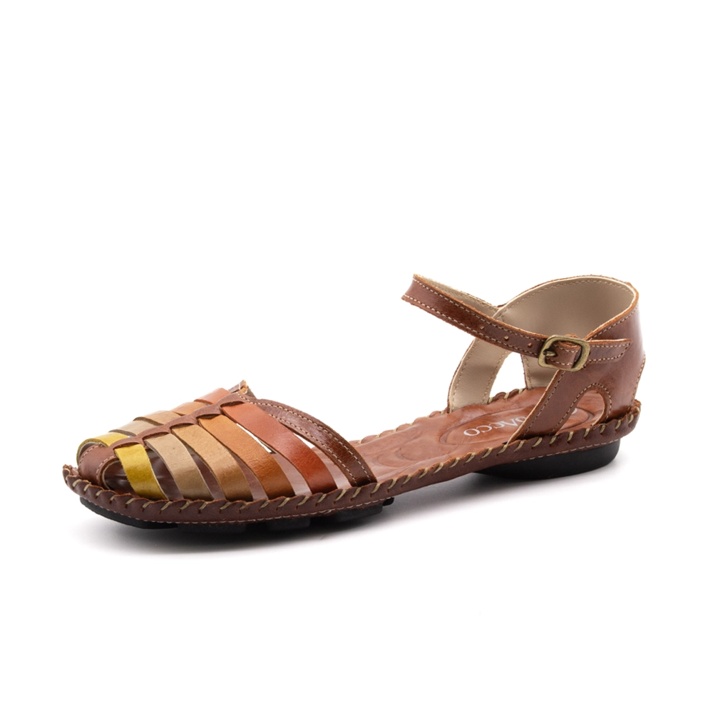 Sandália Rasteira Jade em Couro Crush Rust - 1219CRU