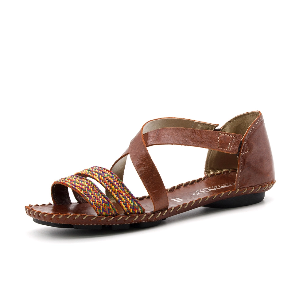 Sandália Rasteira Jade em Couro Crush Rust - 12346CR