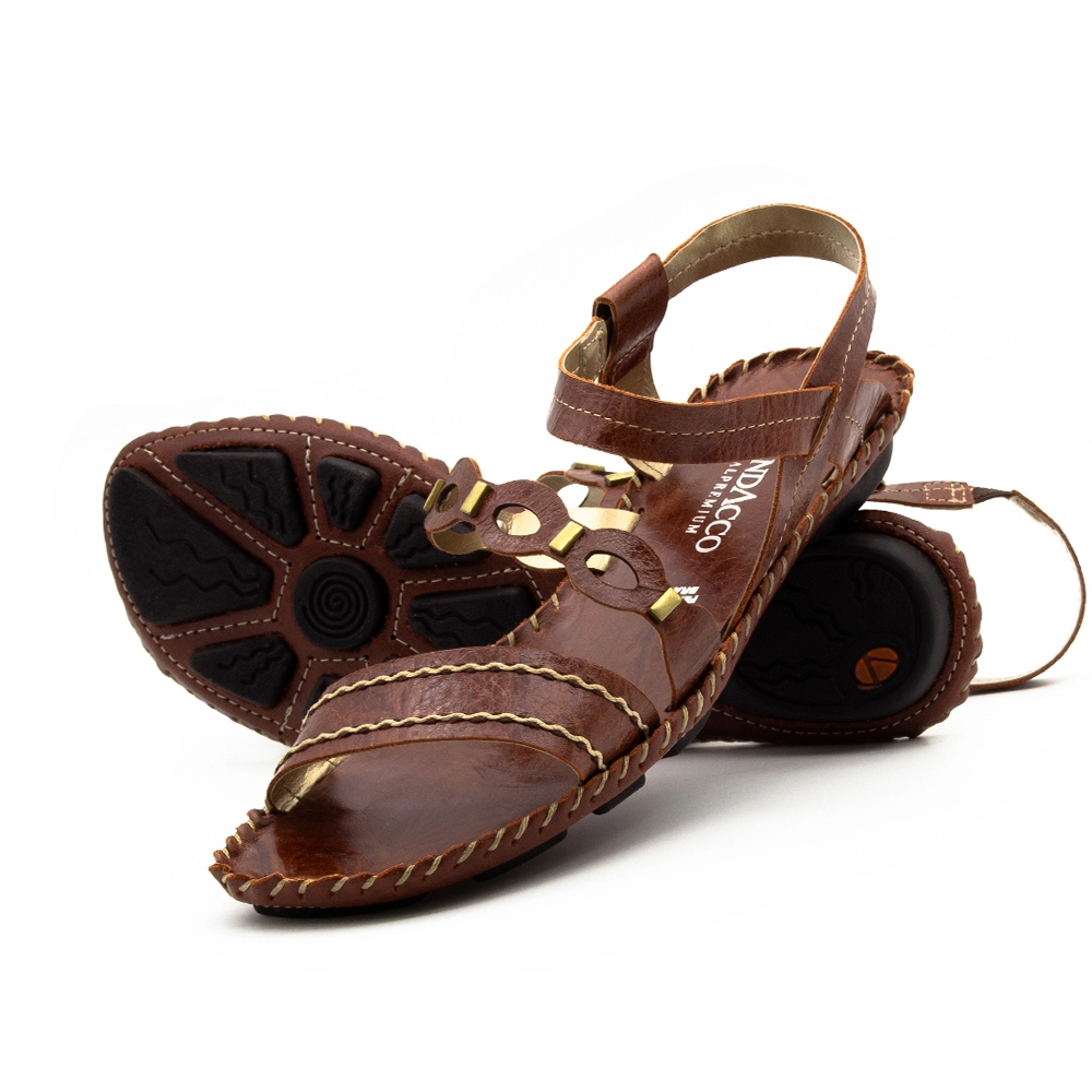 Sandália Rasteira Jade em Couro Crush Rust - 12363CR