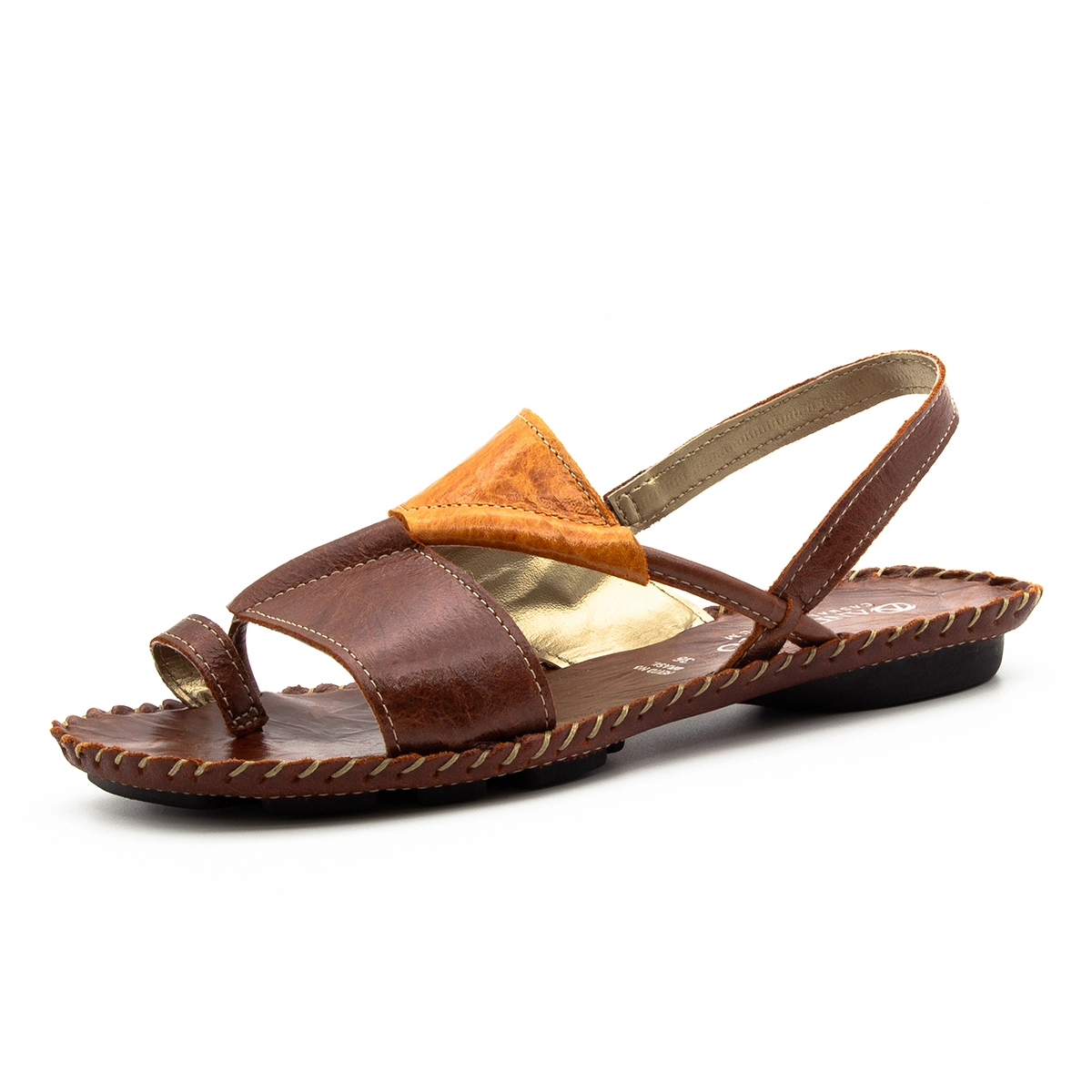 Sandália Rasteira Jade em Couro Crush Rust Mango - 12236CRM