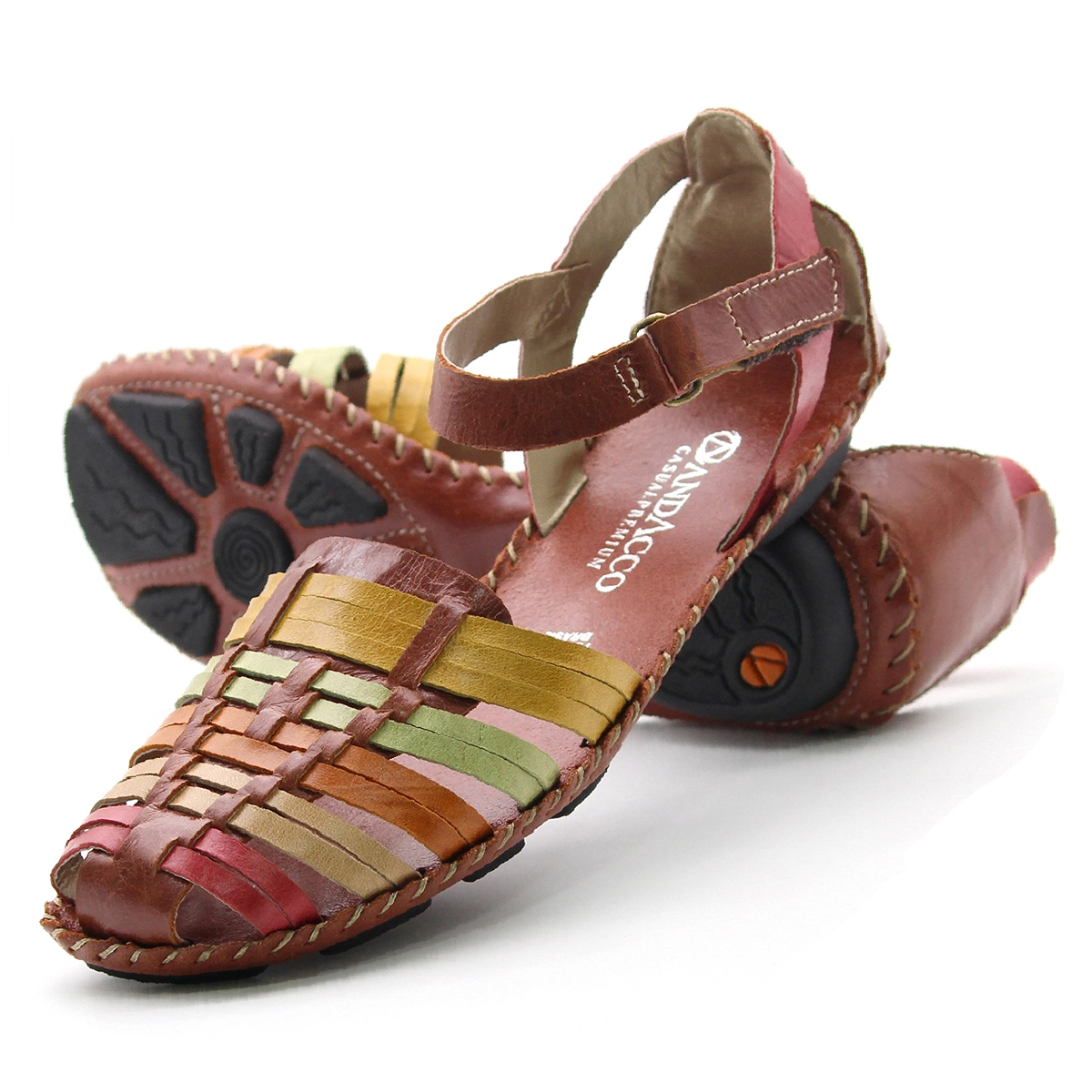 Sandália Rasteira Jade em Couro Crush Rust