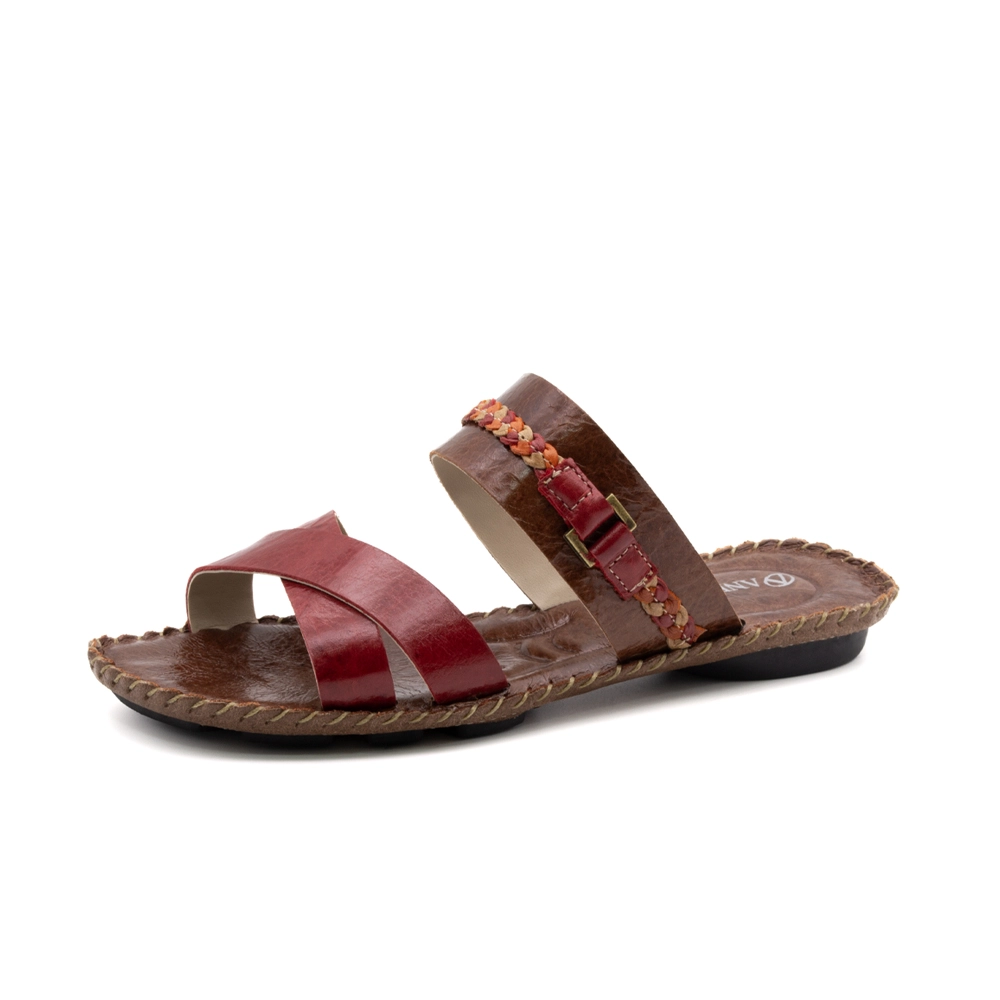 Sandália Rasteira Jade em Couro Crush Sépia - 12405CS Sandália Rasteira Jade em Couro Crush Sépia - 12405CS