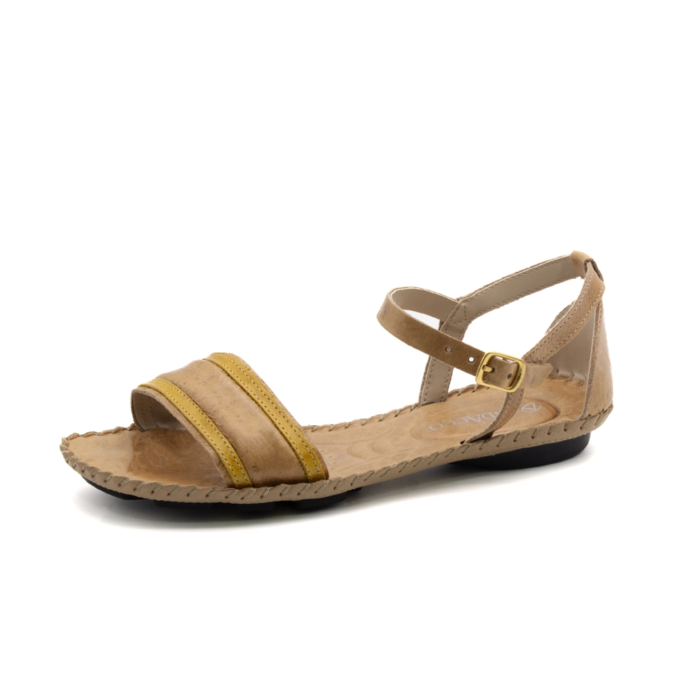 Sandália Rasteira Jade em Couro Crush Tapioca - 12414CT