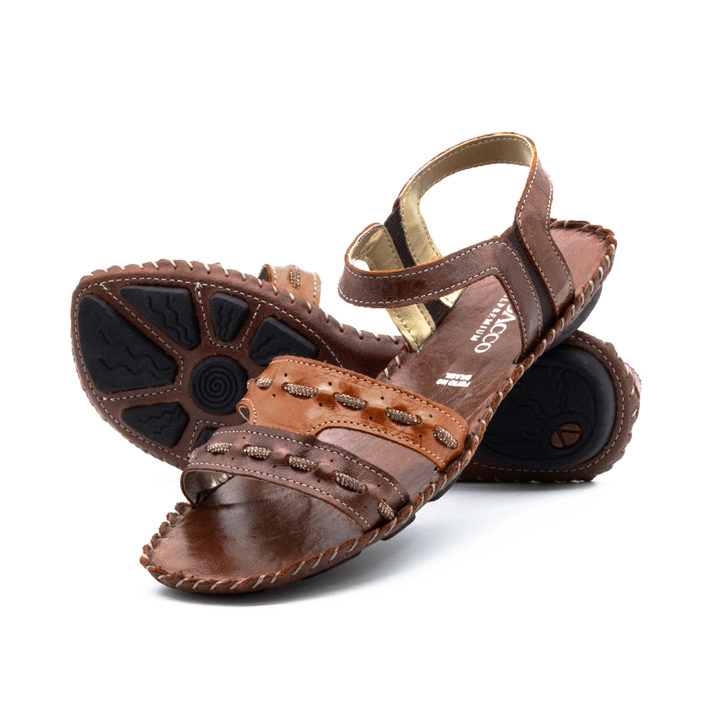 Sandália Rasteira Jade em Couro Rust Mango - 12362CR