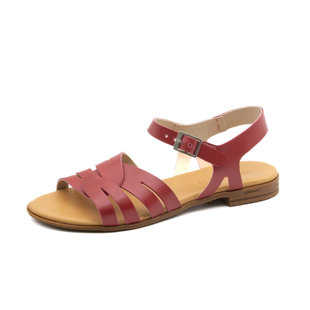Sandália Rasteira Lisboa em Couro Alfa Rubi - 18162AR