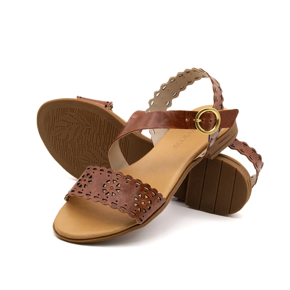 Sandália Rasteira Lisboa em Couro Crush Rust - 18161CR