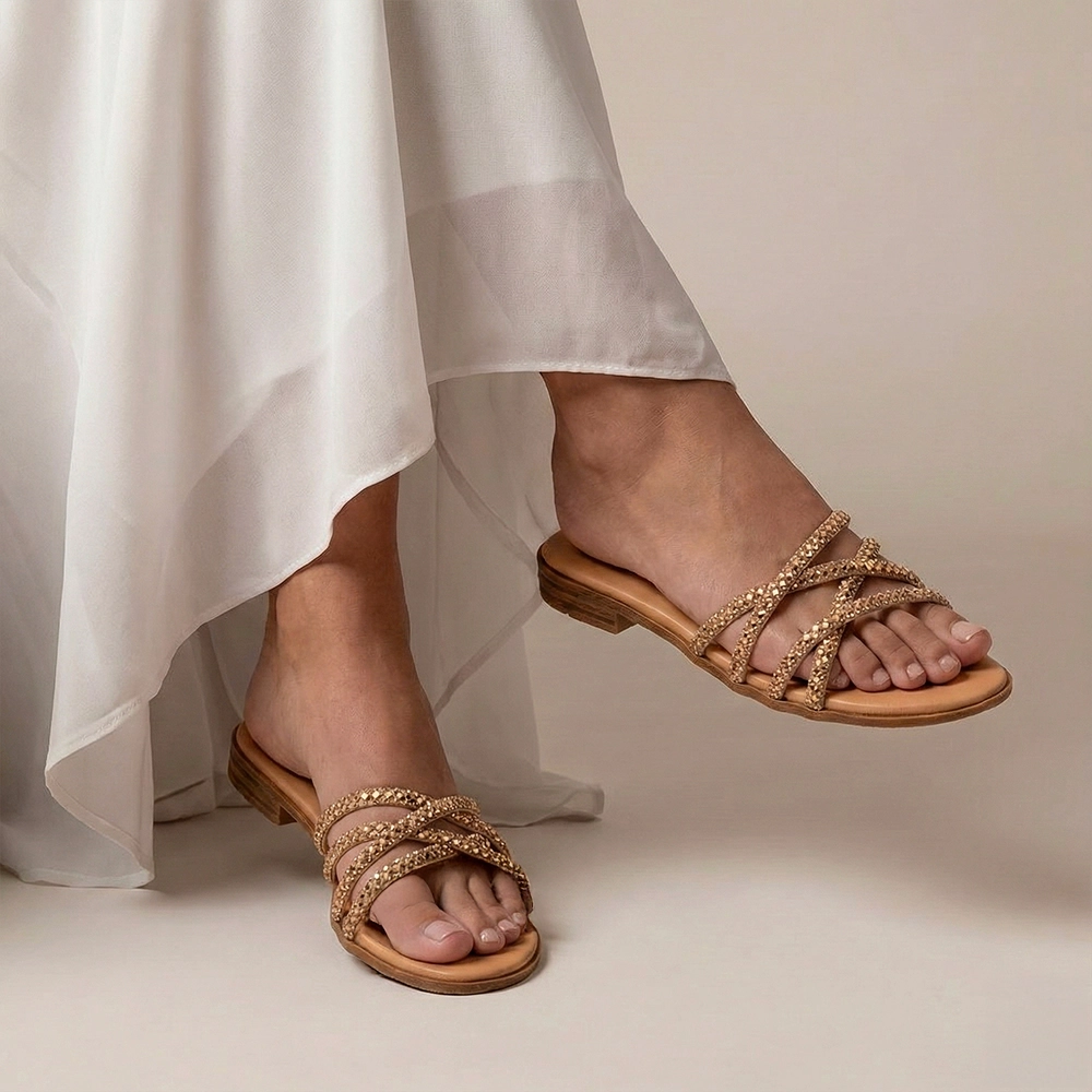 Sandália Rasteira Lisboa Tira Camurça - 18156TC