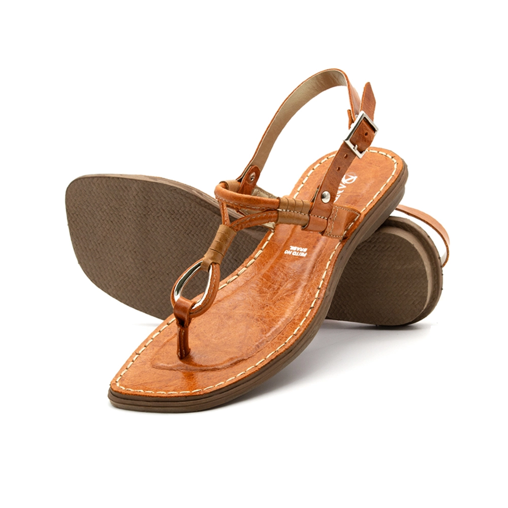 Sandália Rasteira Valira em Couro Crush Mango - 15133CM
