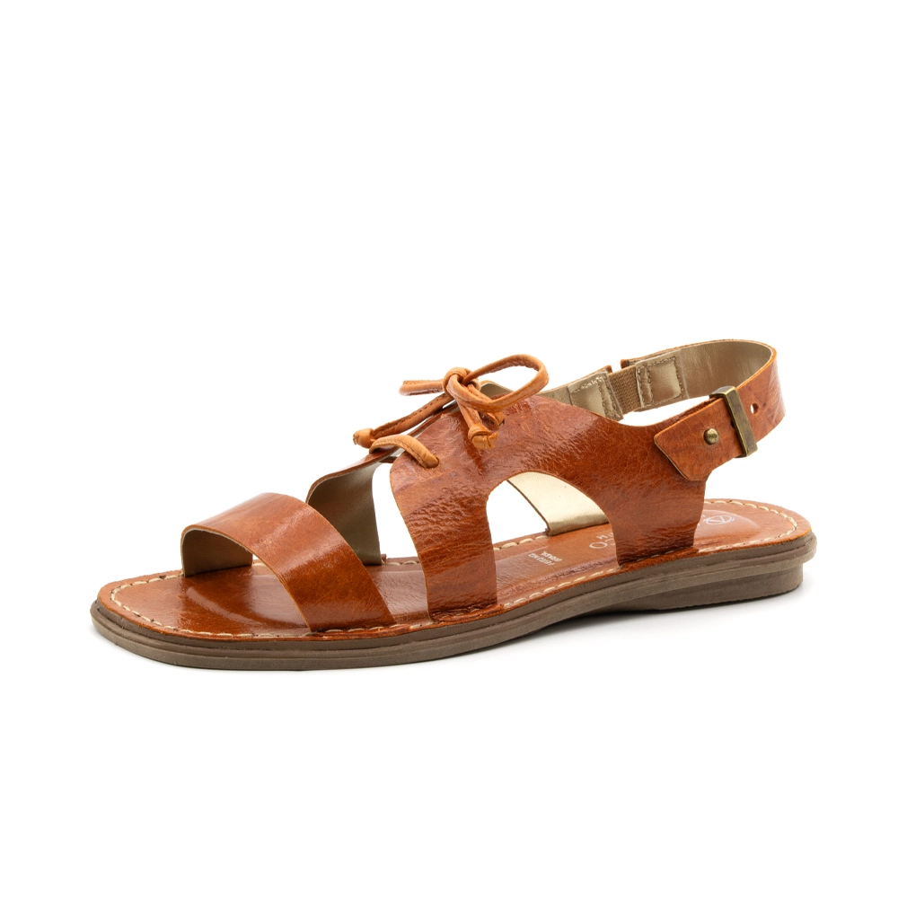 Sandália Rasteira Valira em Couro Crush Mango - 15147CM