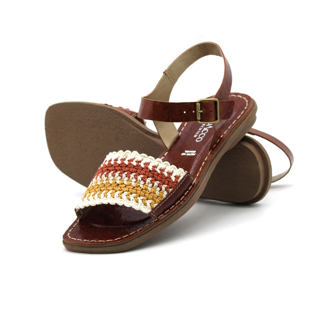 Sandália Rasteira Valira em Couro Crush Rust - 15130CR