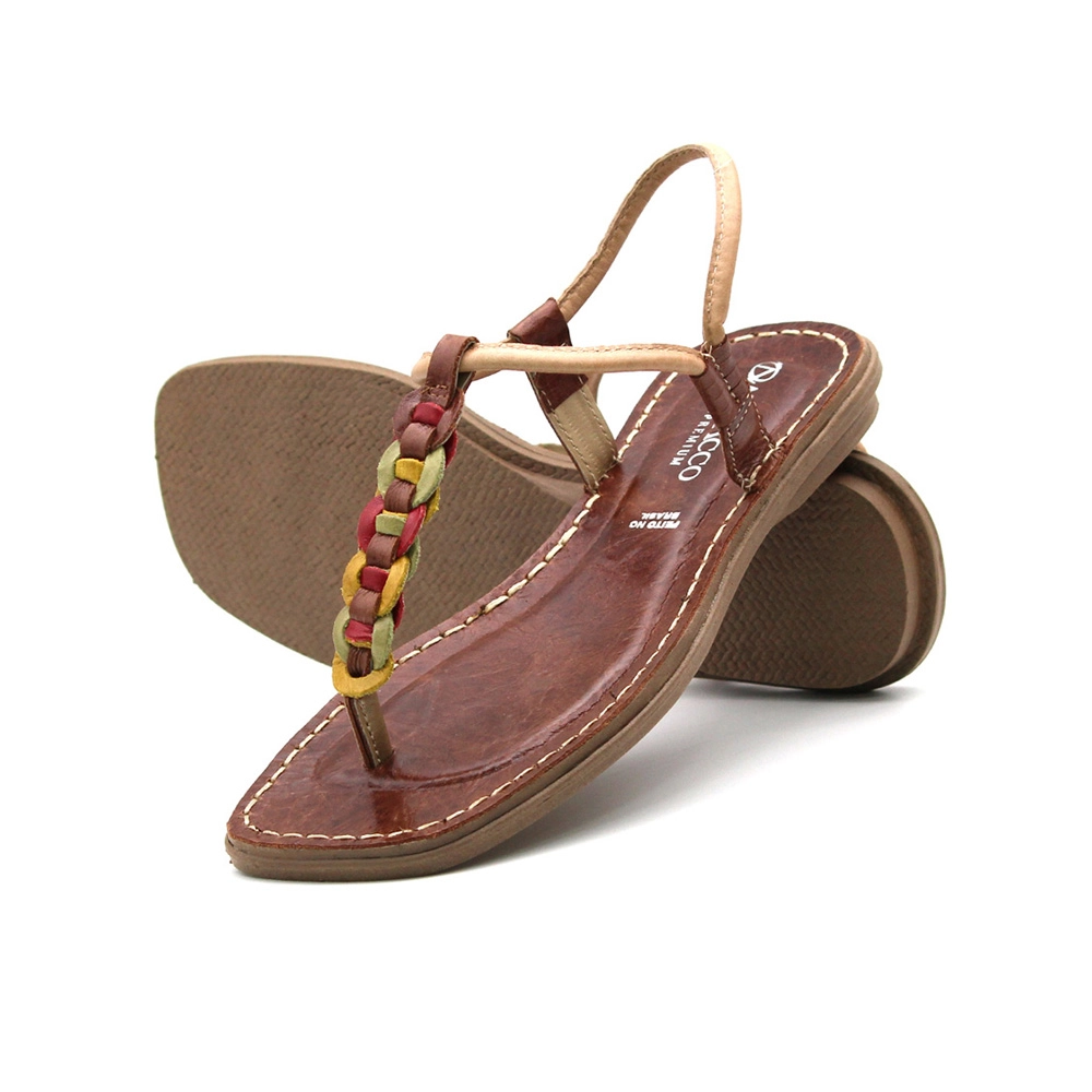 Sandália Rasteira Valira em Couro Crush Sépia - 15135CS