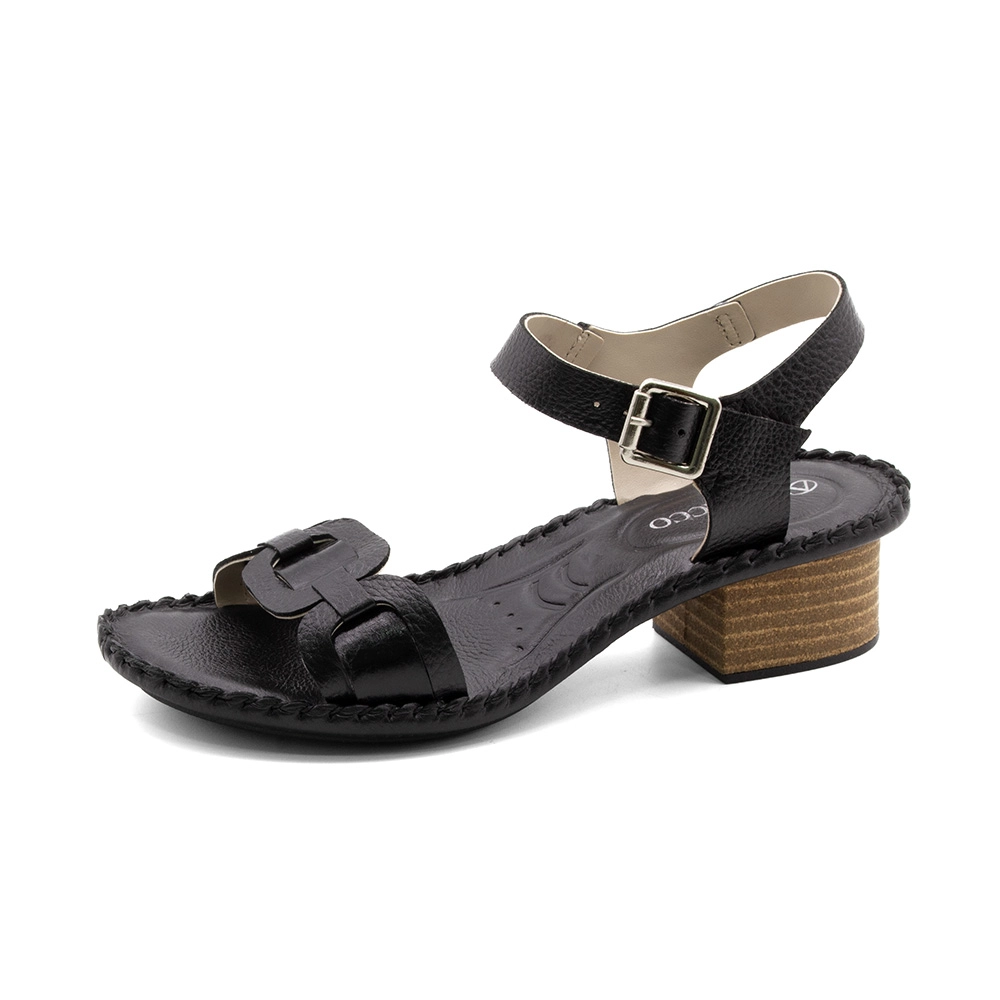 Sandália Salto Clarita em Couro Alfa Preto - 16135AP