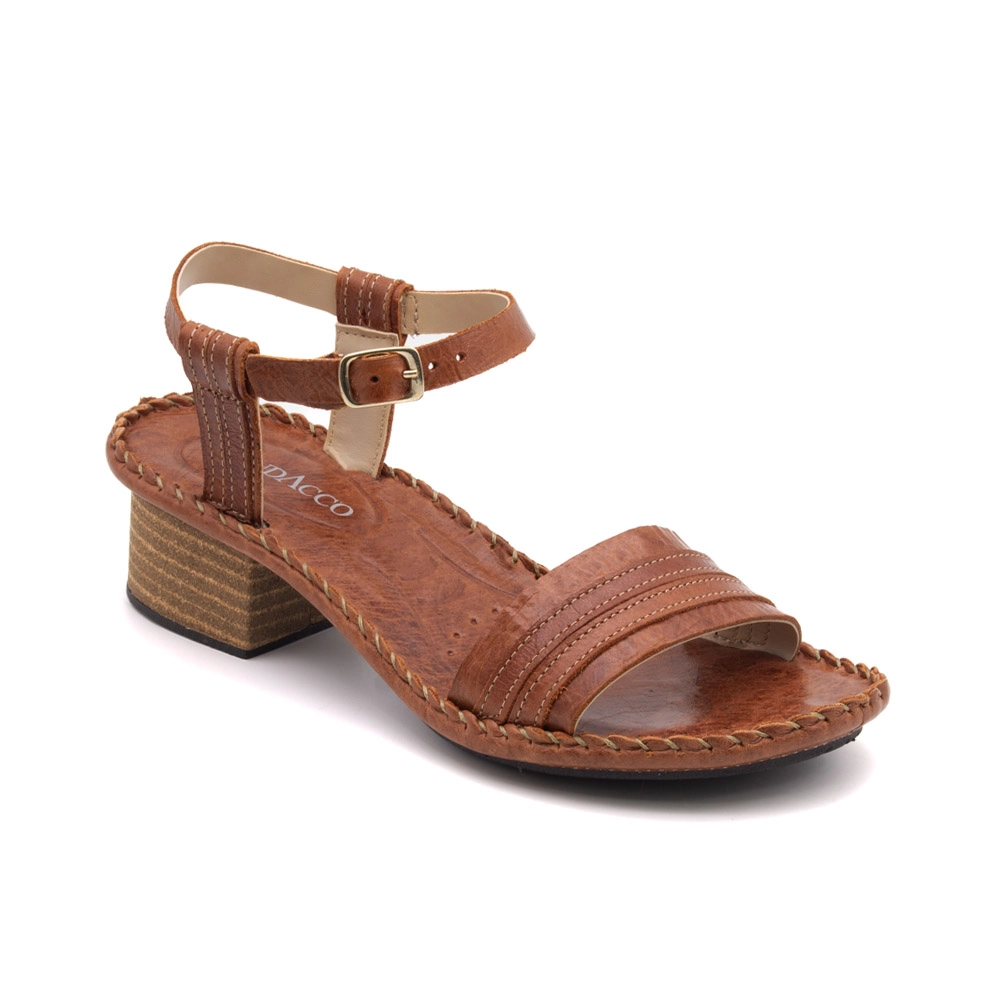 Sandália Salto Clarita em Couro Crush Rust - 16131CR