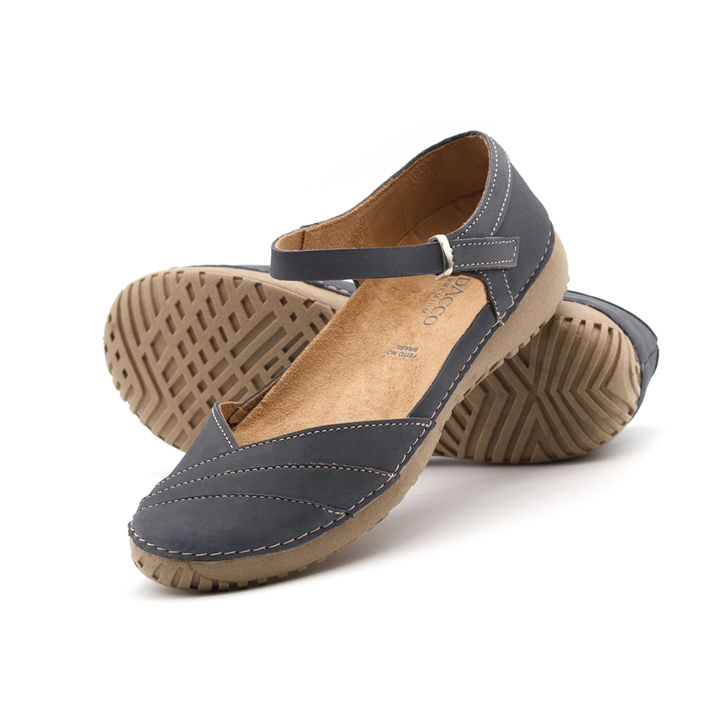 Sapatilha Feminina Lis em Couro Nobuck Cinza - 6731NC
