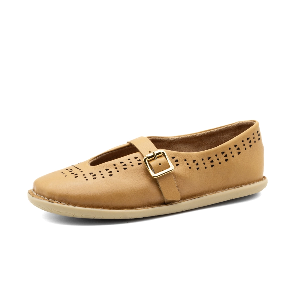 Sapatilha Feminina Siena em Couro Alfa Cheddar - 6264AC