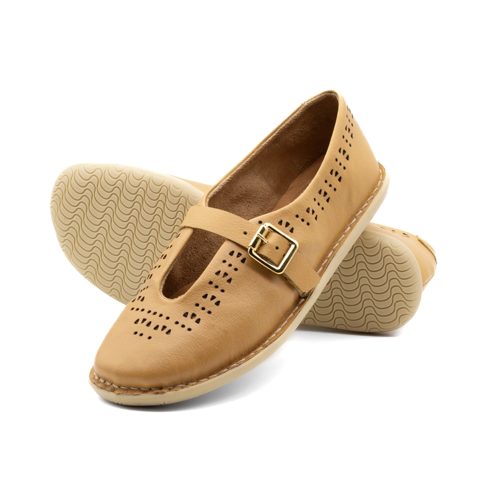 Sapatilha Feminina Siena em Couro Alfa Cheddar - 6264AC