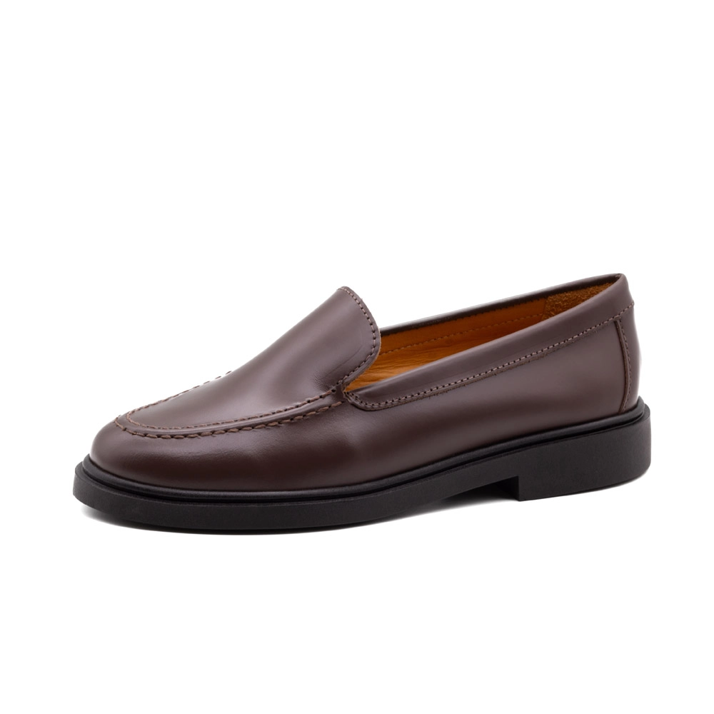Sapato Feminino Loafer em Couro Box Marrom - 3900BM