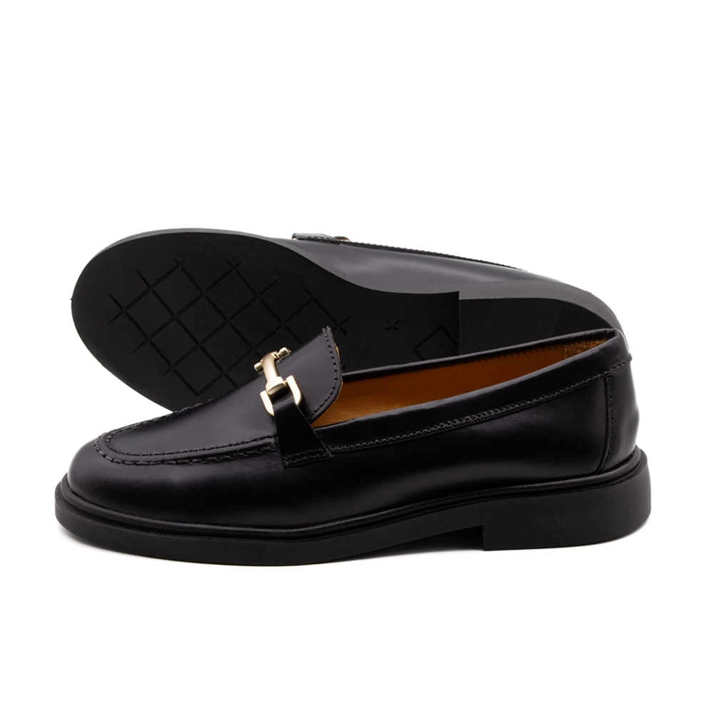 Sapato Feminino Loafer em Couro Box Preto - 3901BP