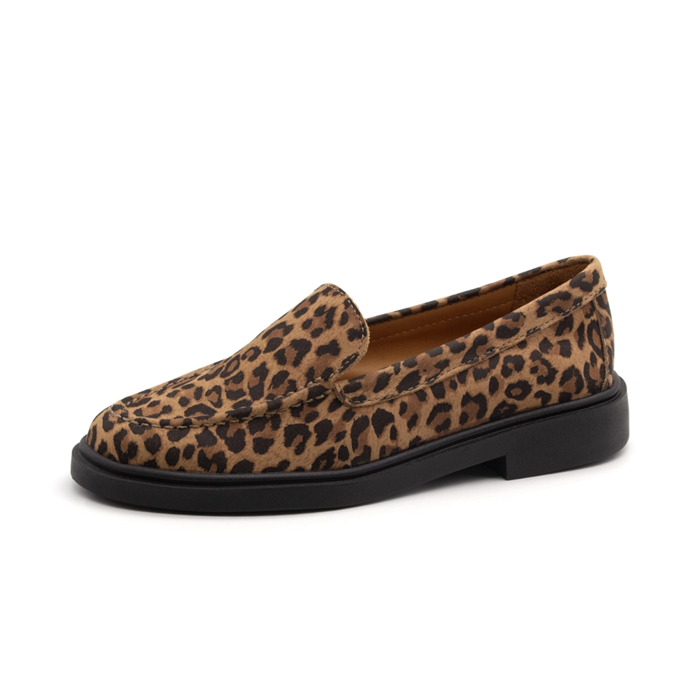 Sapato Feminino Loafer em Couro Nobuck Leopardo - 3900NL