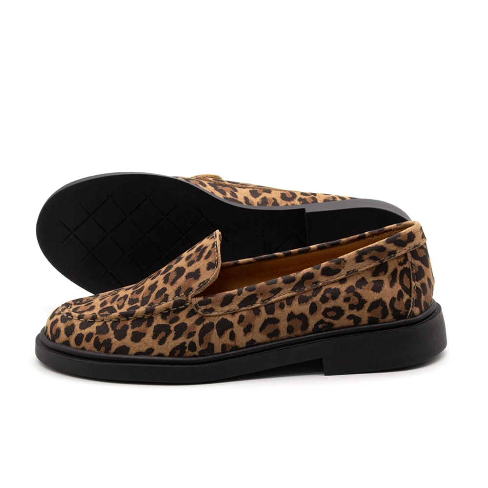 Sapato Feminino Loafer em Couro Nobuck Leopardo - 3900NL