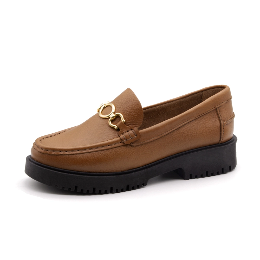 Sapato Feminino Santorini em Couro Alfa Caramelo - 4054AC