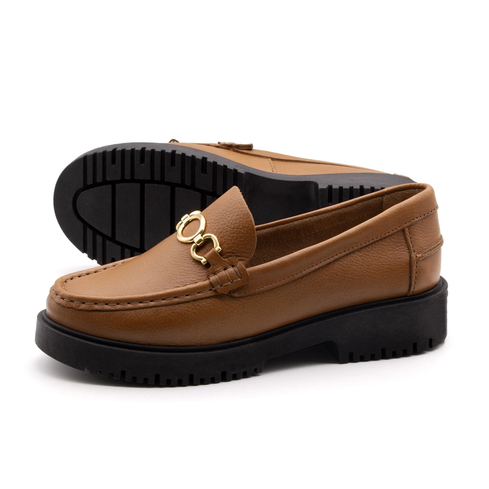 Sapato Feminino Santorini em Couro Alfa Caramelo - 4054AC
