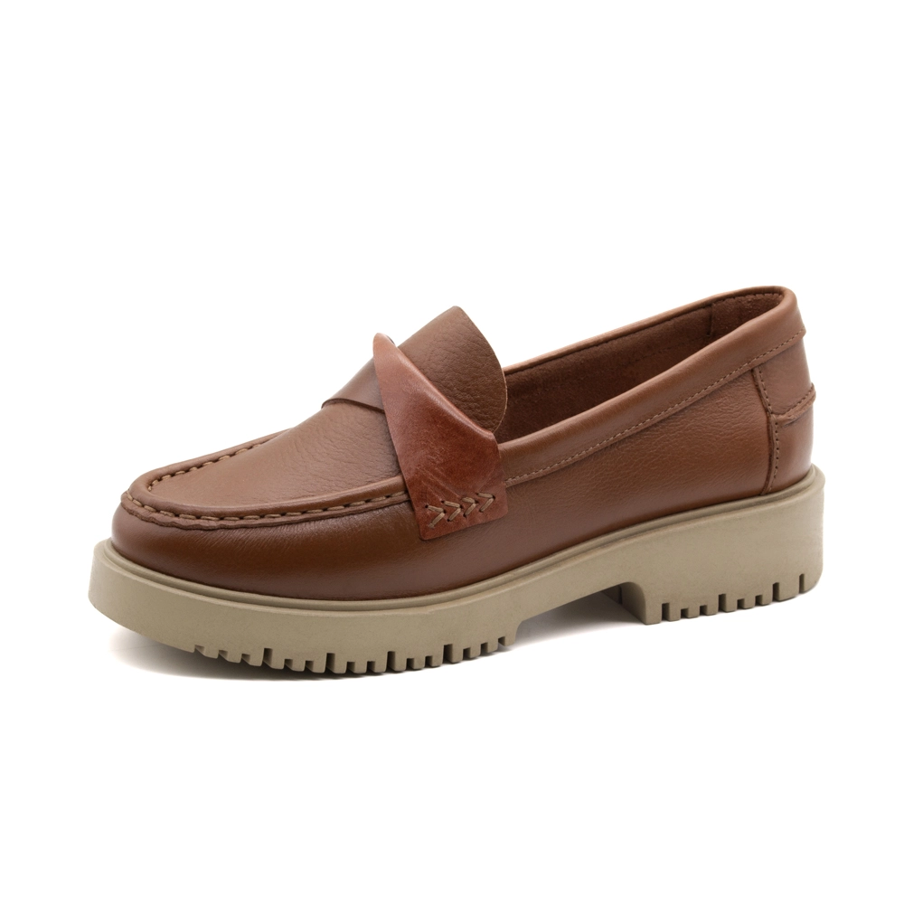 Sapato Feminino Santorini em Couro Alfa Conhaque - 4053AC