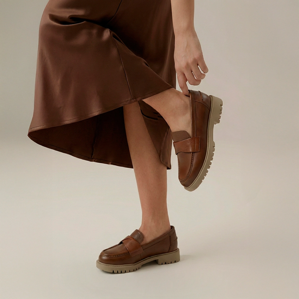 Sapato Feminino Santorini em Couro Alfa Conhaque - 4053AC