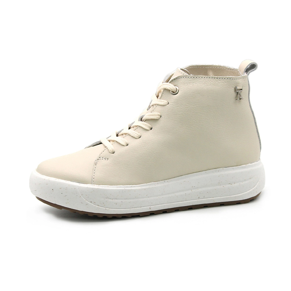 Tênis Feminino Cloe Cano Médio em Couro Alfa Branco Off White - 6900AO