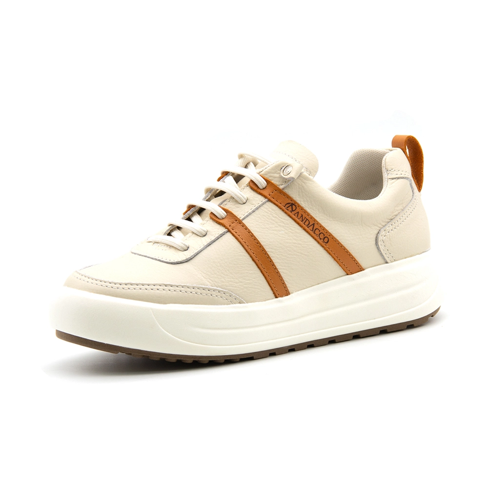 Tênis Feminino Cloe em Couro Alfa Bege Sunset - 6907AO