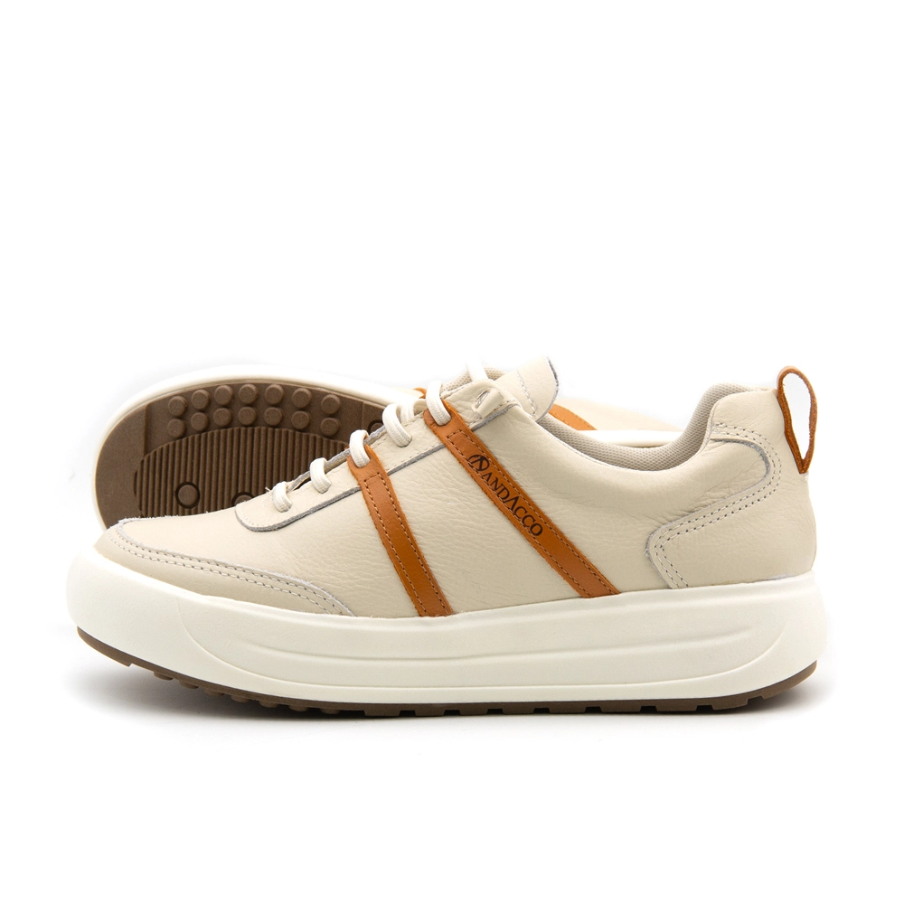 Tênis Feminino Cloe em Couro Alfa Bege Sunset - 6907AO