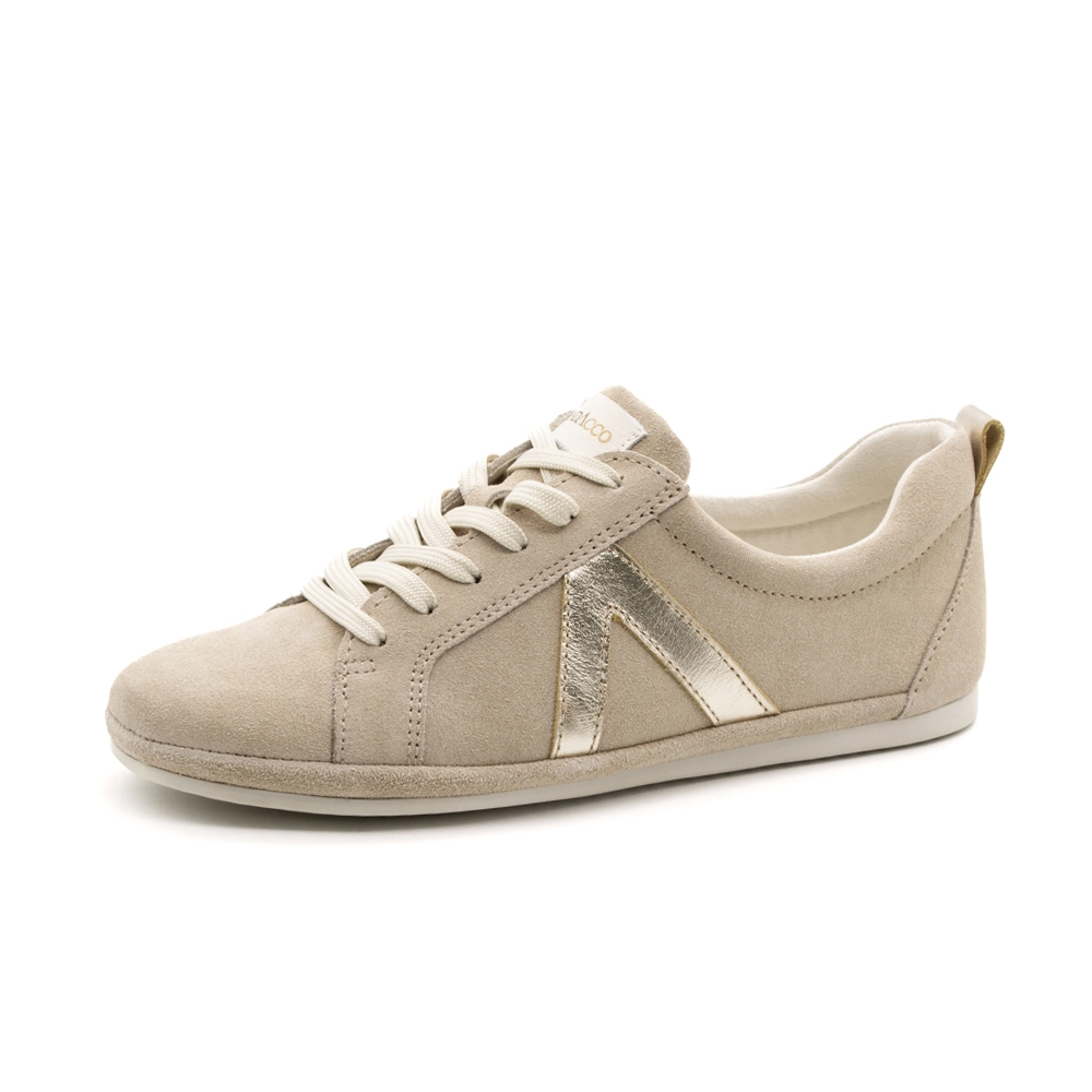 Tênis Feminino Easy em Couro Camurça Bege - 6638CB