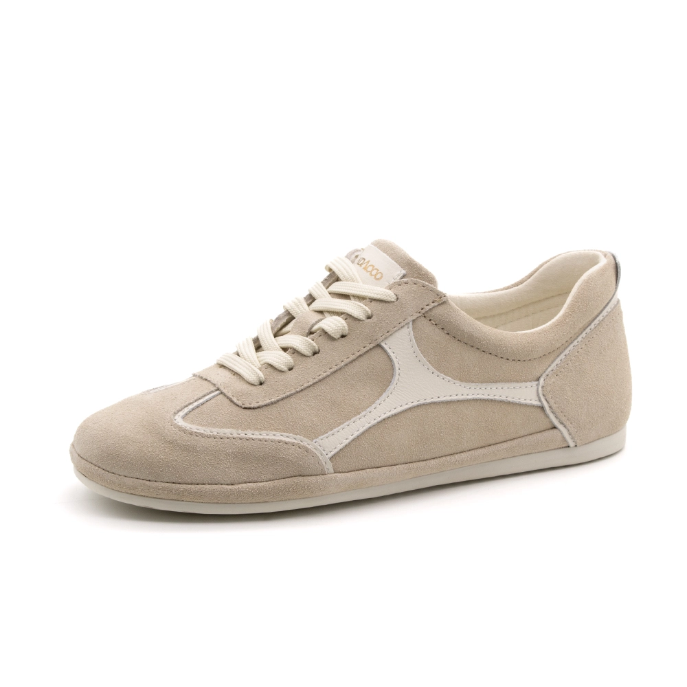 Tênis Feminino Easy em Couro Camurça Bege - 6639CB