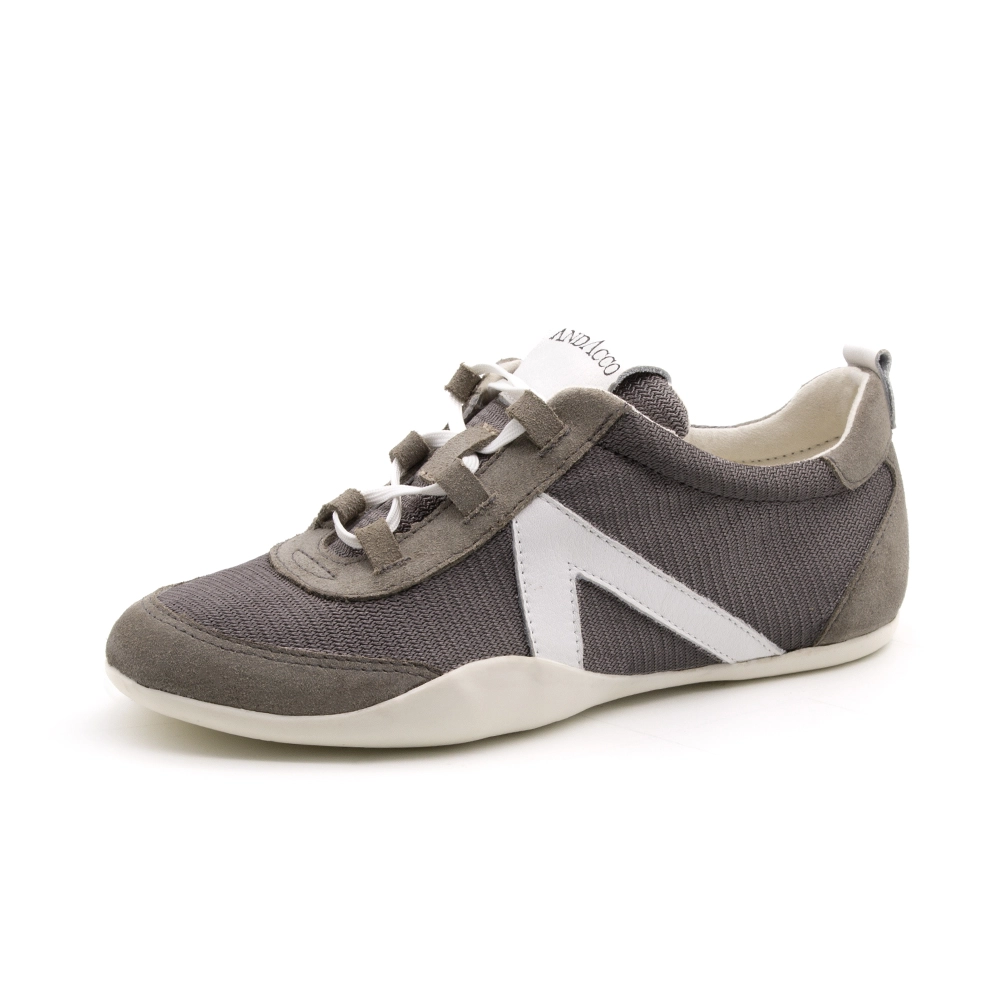 Tênis Feminino Electra em Couro Tela Cinza - 6801TC - Pré-Venda