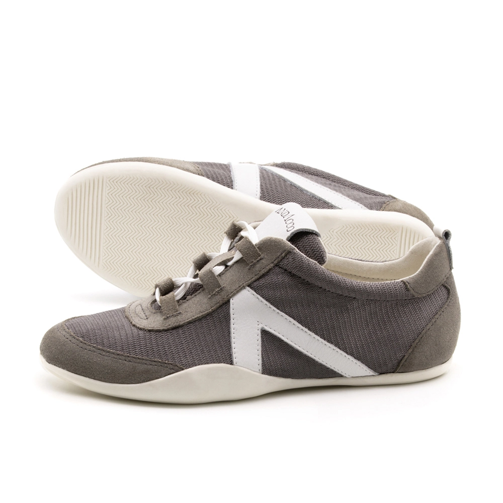 Tênis Feminino Electra em Couro Tela Cinza - 6801TC - Pré-Venda