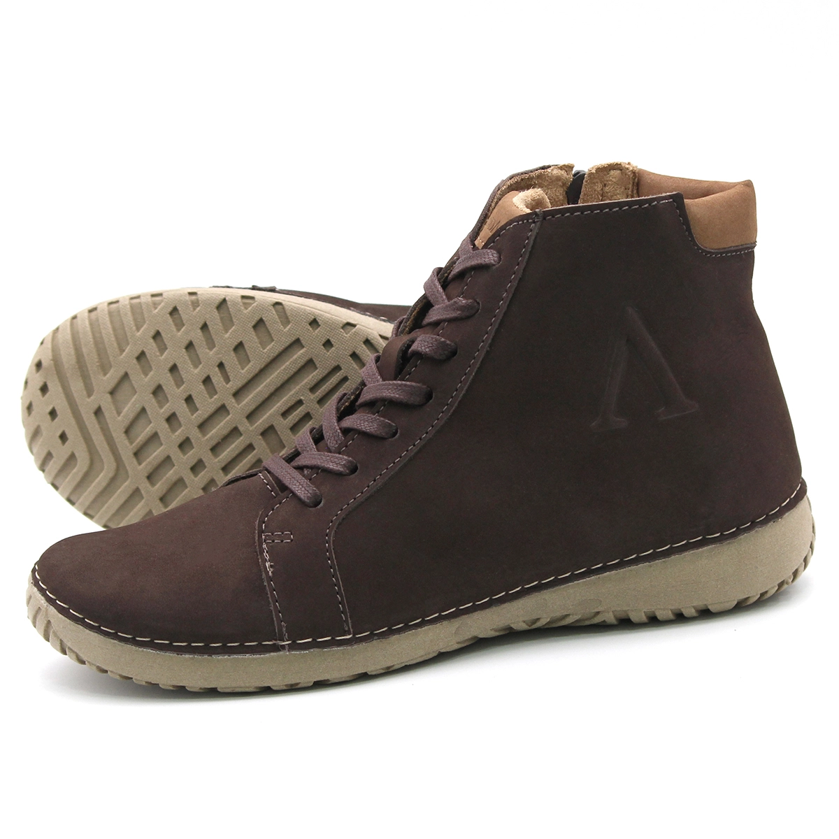 Tênis Lis Cano Alto em Couro Nobuck Marrom Noz - 6728NN