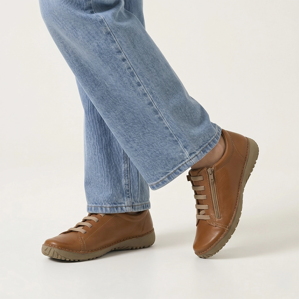 Tênis Lis em Couro Alfa Camel - 6733AC