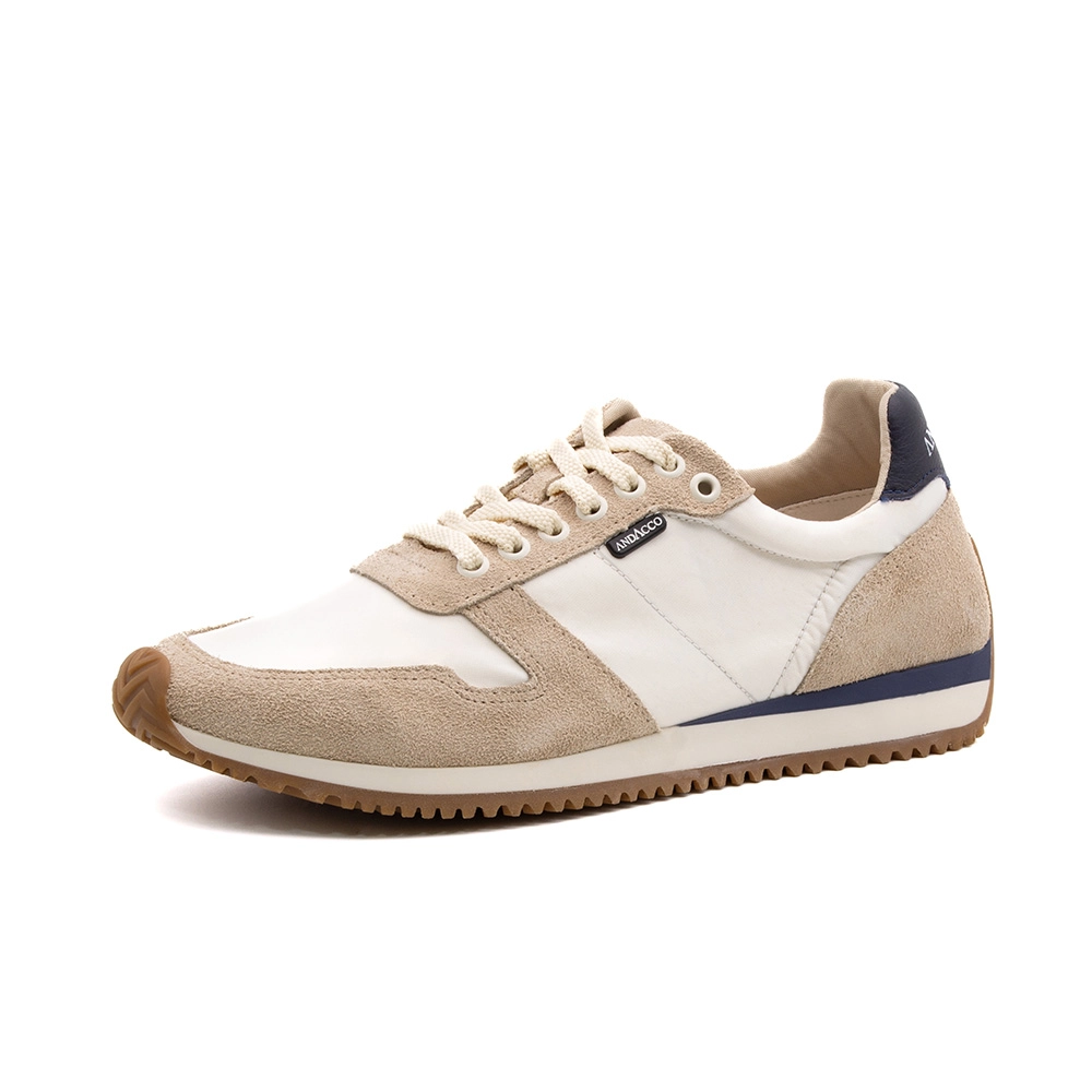 Tênis Masculino City em Nylon e Couro Branco e Bege - 5518NB Tênis Masculino City em Nylon e Couro Branco e Bege - 5518NB